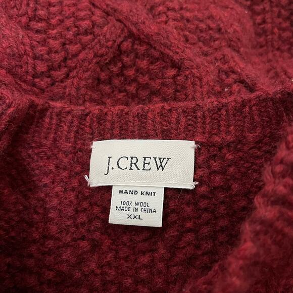 VTG J Crew Mens 100% Hand Knit Wool Cable Knit Sweater Size XXL Fisherman Heavy - Picture 6 of 6